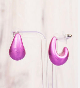 teardrop bubble earrings, pink