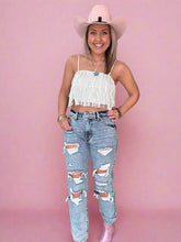 Load image into Gallery viewer, studded fringe cami, white