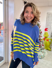 Load image into Gallery viewer, blue + yellow striped sweater
