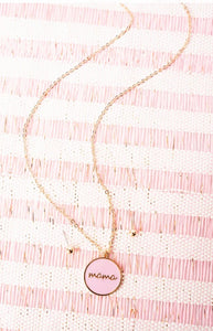 mama necklace + earring set, pink