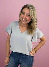 Load image into Gallery viewer, flutter sleeve airflow top, light grey
