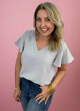 Load image into Gallery viewer, flutter sleeve airflow top, light grey
