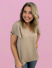 Load image into Gallery viewer, flutter sleeve airflow top, light mocha