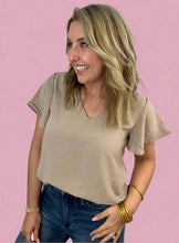 Load image into Gallery viewer, flutter sleeve airflow top, light mocha