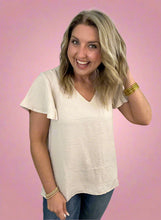 Load image into Gallery viewer, flutter sleeve airflow top, sand beige