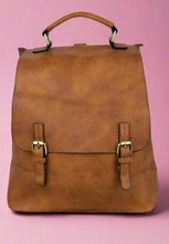 Load image into Gallery viewer, faux leather backpack, light brown