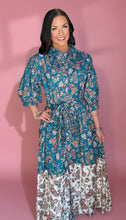 Load image into Gallery viewer, paisley colorblock midi dress