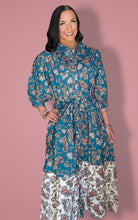 Load image into Gallery viewer, paisley colorblock midi dress