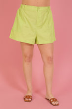 Load image into Gallery viewer, summer linen pocket shorts, lime | plus size