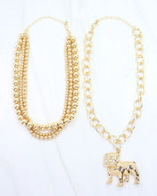 Load image into Gallery viewer, bree beaded layered necklace, standing gold dog | caroline hill