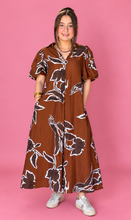Load image into Gallery viewer, falling leaves puff sleeve midi dress
