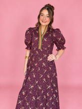 Load image into Gallery viewer, plum garden midi dress
