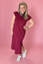 Load image into Gallery viewer, zenana round neck midi dress, cabernet
