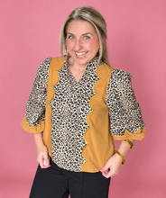 Load image into Gallery viewer, golden hour leopard scallop top
