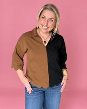 Load image into Gallery viewer, the sutton scallop edge colorblock top
