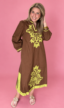 Load image into Gallery viewer, the rosalie floral applique midi dress, chocolate
