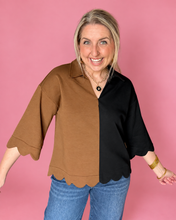 Load image into Gallery viewer, the sutton scallop edge colorblock top

