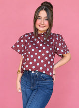Load image into Gallery viewer, ruffle dot top, burgundy

