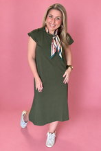 Load image into Gallery viewer, zenana round neck midi dress, dark olive
