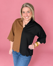 Load image into Gallery viewer, the sutton scallop edge colorblock top
