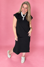 Load image into Gallery viewer, zenana round neck midi dress, black
