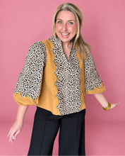 Load image into Gallery viewer, golden hour leopard scallop top
