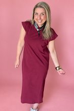 Load image into Gallery viewer, zenana round neck midi dress, cabernet

