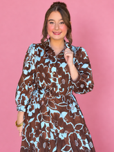 Load image into Gallery viewer, mocha bloom midi dress
