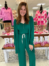 Load image into Gallery viewer, soft landing romper + cardigan set, emerald green
