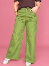Load image into Gallery viewer, seamed wide leg pants, olive
