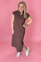 Load image into Gallery viewer, zenana round neck midi dress, mahogany
