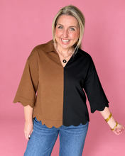Load image into Gallery viewer, the sutton scallop edge colorblock top

