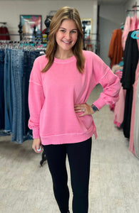 pocketed pullover, candy pink