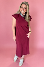 Load image into Gallery viewer, zenana round neck midi dress, cabernet
