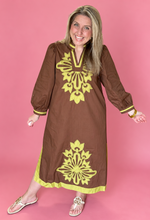Load image into Gallery viewer, the rosalie floral applique midi dress, chocolate
