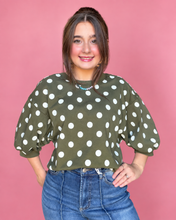 Load image into Gallery viewer, olive dot cozy sweatshirt
