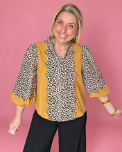 Load image into Gallery viewer, golden hour leopard scallop top
