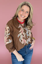 Load image into Gallery viewer, baroque applique blouse, brown plaid
