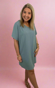 airflow pocket dress, blue grey