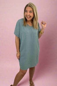 airflow pocket dress, blue grey