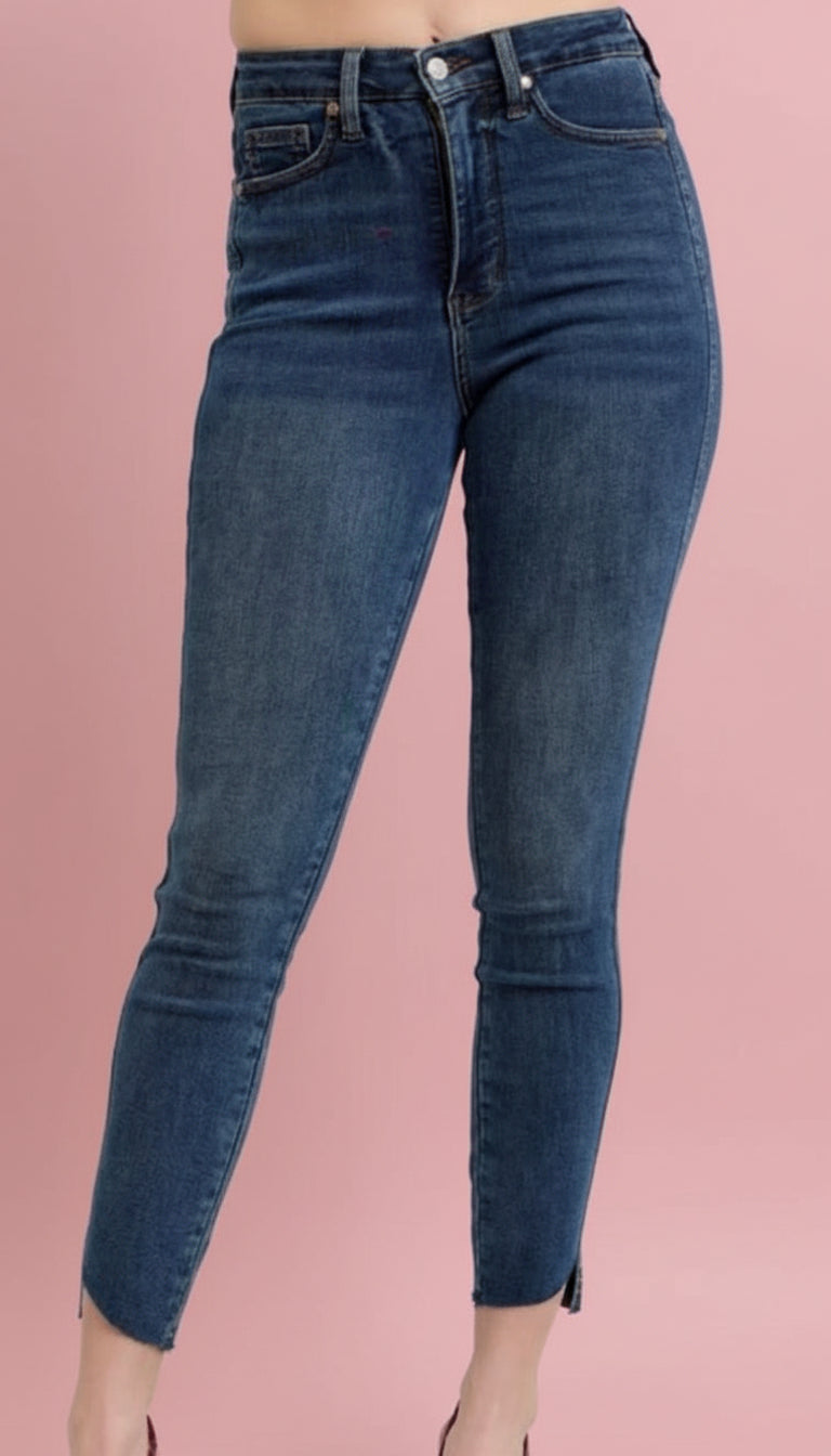 high waist tummy control step-hem skinny | judy blue