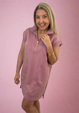 Load image into Gallery viewer, textured quarter zip dress, light rose
