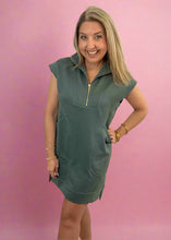 Load image into Gallery viewer, textured quarter zip dress, ash jade

