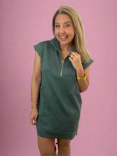 Load image into Gallery viewer, textured quarter zip dress, ash jade
