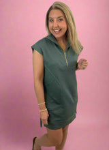 Load image into Gallery viewer, textured quarter zip dress, ash jade
