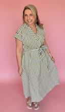 Load image into Gallery viewer, autumn olive stripe midi dress
