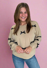 Load image into Gallery viewer, ribbons + bows top, mocha
