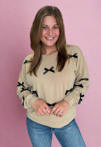 ribbons + bows top, mocha