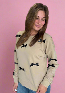 ribbons + bows top, mocha