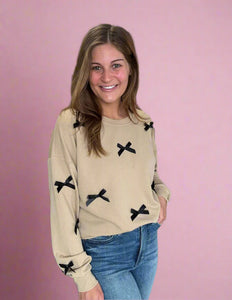 ribbons + bows top, mocha